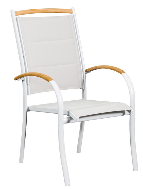 Timor Teak Arm White Chair 